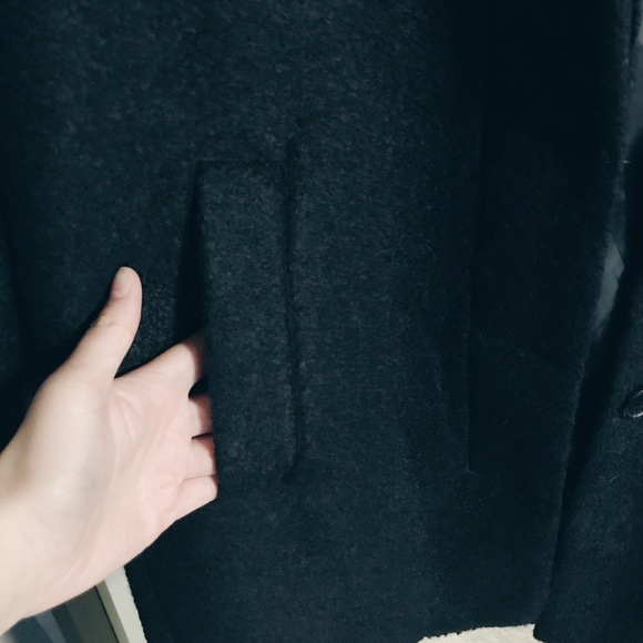 H&M Black Wool Blend Button Coat - Picture 4 of 5